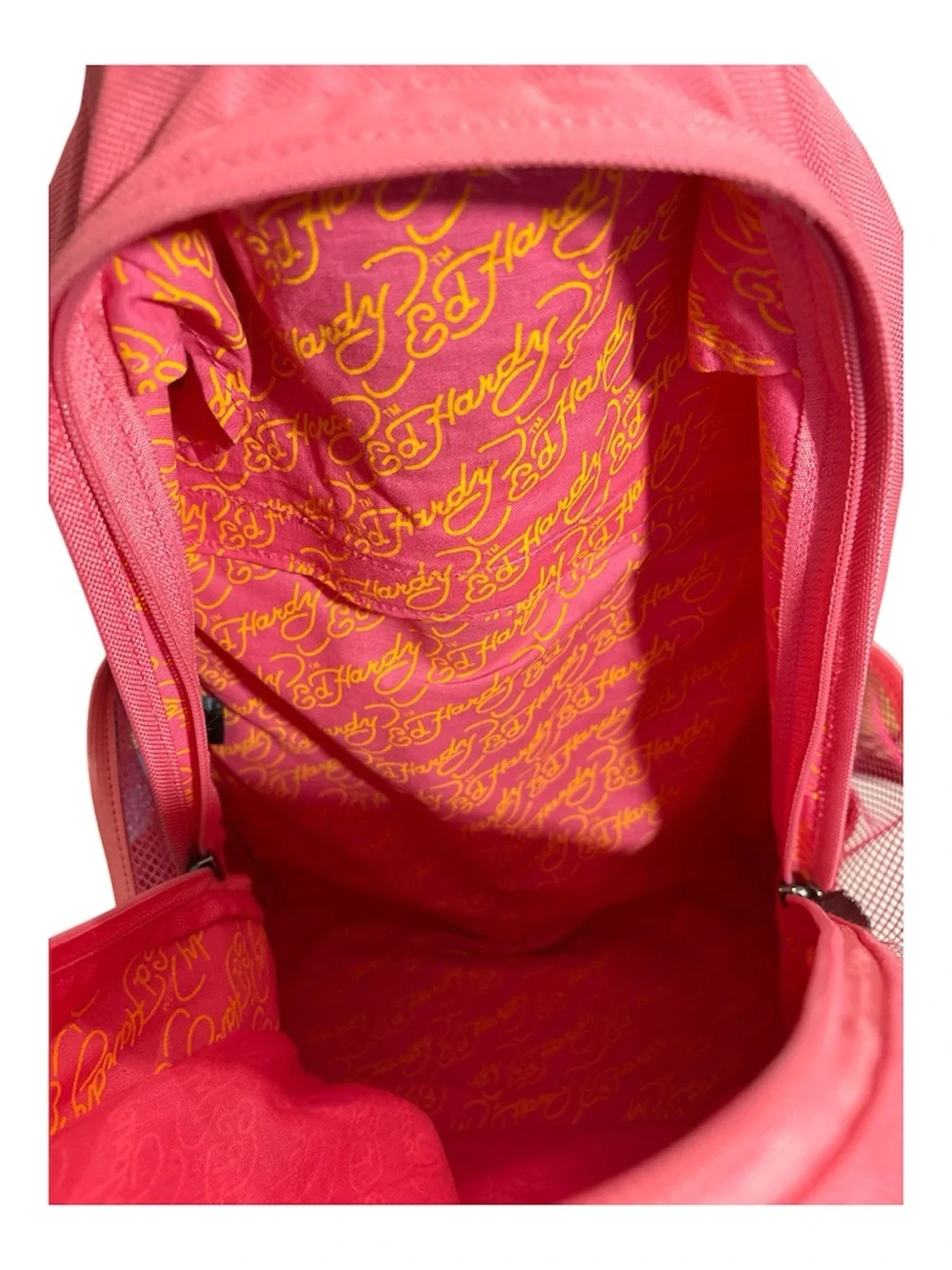 Ed Hardy Pink Geisha Rolling Backpack with Colorful Graphic